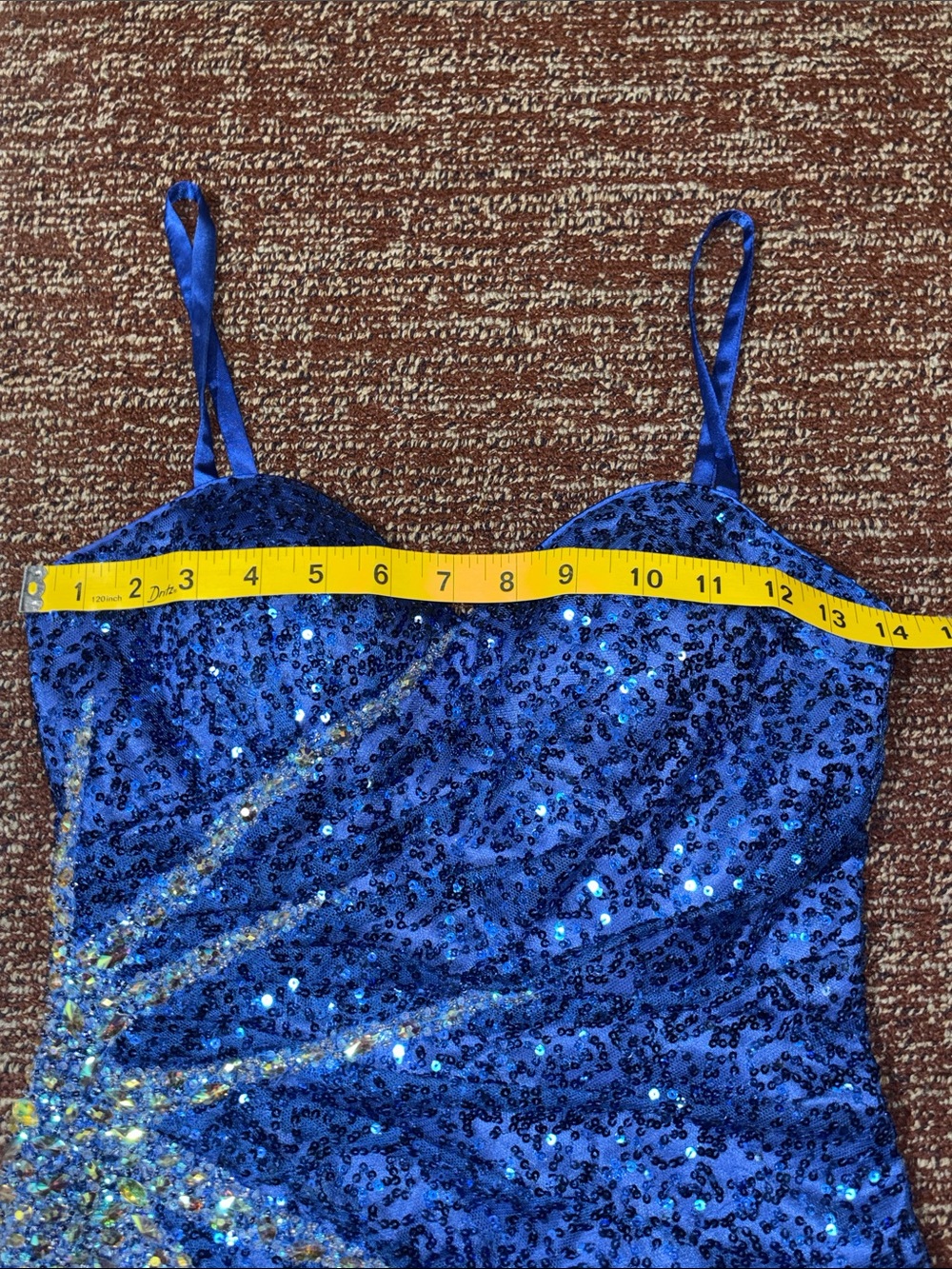 Dave & Johnny sequin mini dress rhinestone side starburst fitted spaghetti strap - Picture 6 of 14
